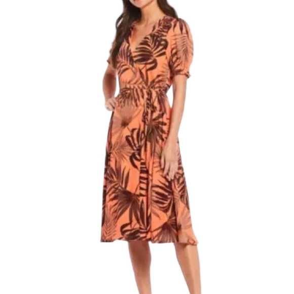 Alex Marie Tropical Wrap Dress Orange Size 12 - Picture 1 of 8